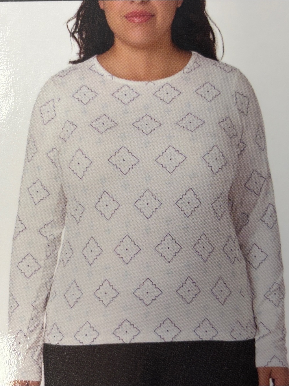 Hang TenWomen’s UPF 50 +Cream Long-Sleeve Geo Print TopSz/XL NWT.